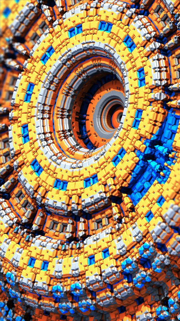 Vibrant 2160x3840 Fractal Wallpaper with Intricate Circular Patterns