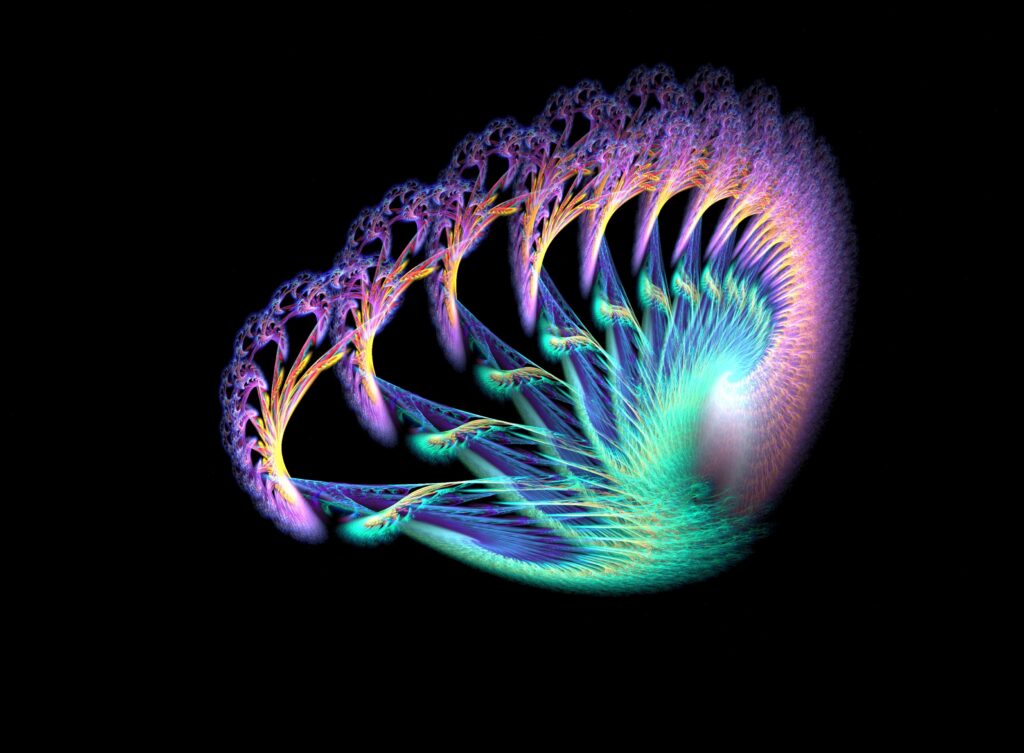 Vibrant Fractal Pattern Wallpaper: Organic Design on Black Background