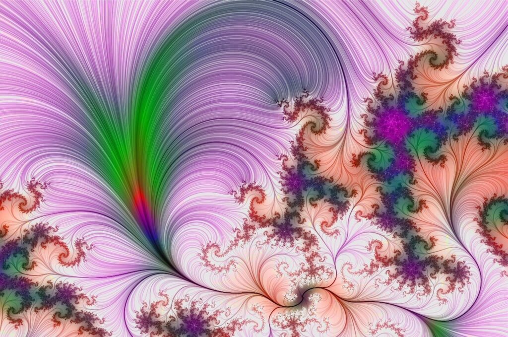 Vibrant Fractal Wallpaper: Intricate Swirling Patterns in Bold Colors