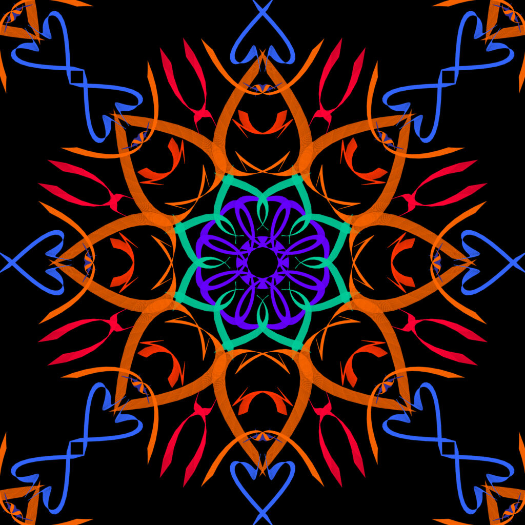 Vibrant Fractal Wallpaper: Intricate Abstract Patterns on Black Background