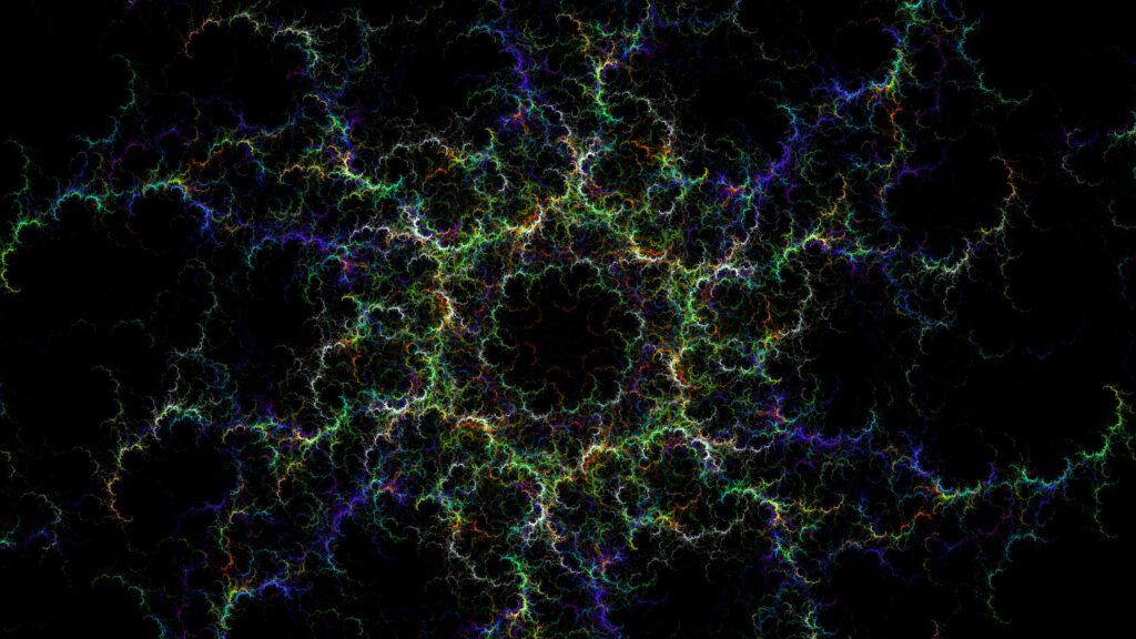Mesmerizing Fractal Wallpaper: Electrified Clouds in Cosmic Hues