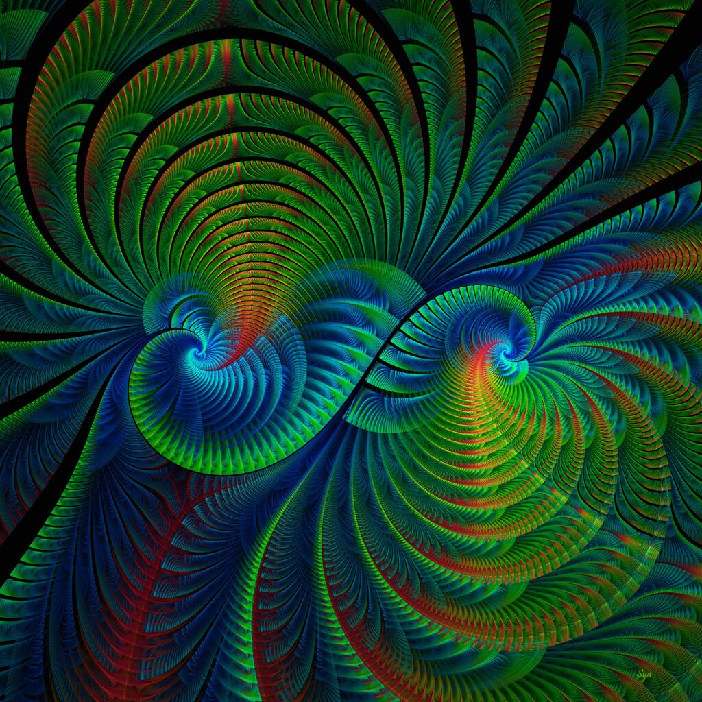 Vibrant Fractal Wallpaper: Swirling Patterns in Rich Colors