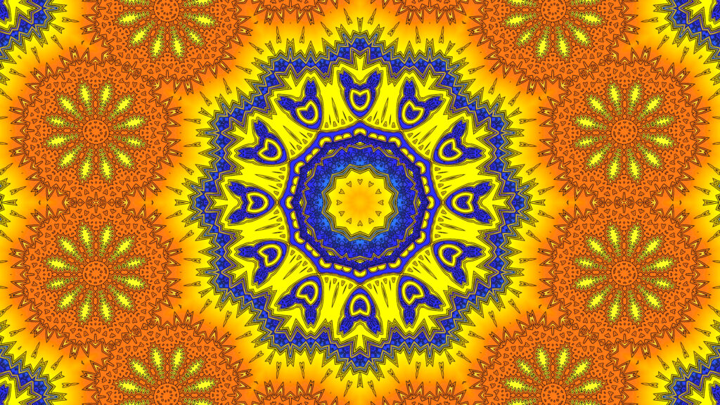Vibrant Fractal Wallpaper: Symmetrical Patterns in Bright Colors