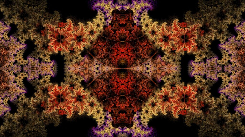 Intricate Fractal Wallpaper: Symmetrical Circles & Vibrant Colors 4K