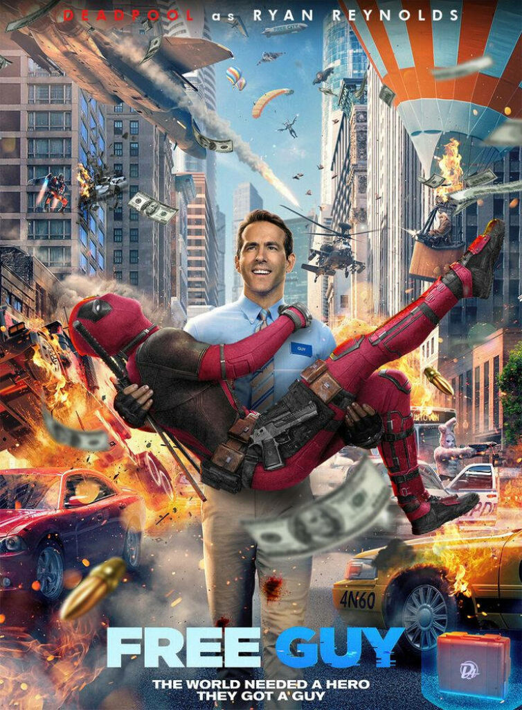 Exciting Free Guy & Deadpool Wallpaper: Ryan Reynolds in Action