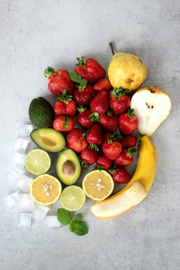Vibrant Fresh Fruit Wallpaper with Ice Cubes – Refreshing Background