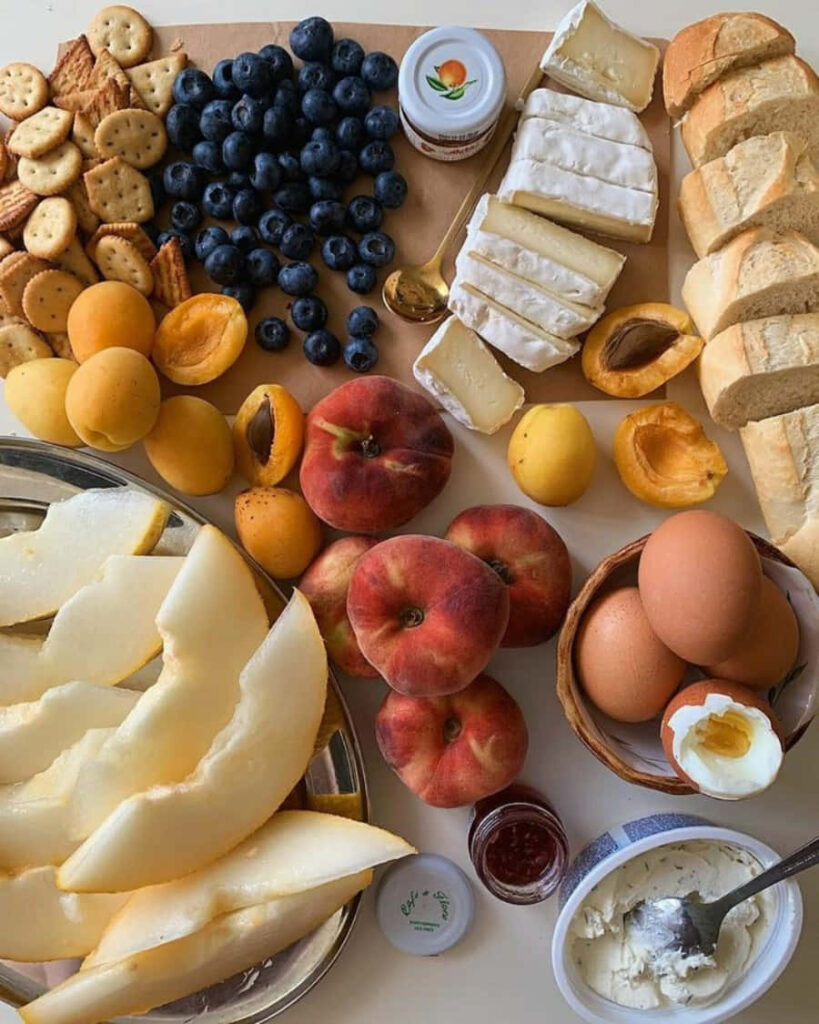 Vibrant Fresh Fruit and Cheese Platter - Wholesome Table Wallpaper