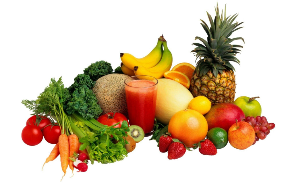 Colorful Fruits & Veggies Desktop Wallpaper for a Healthy Vibe