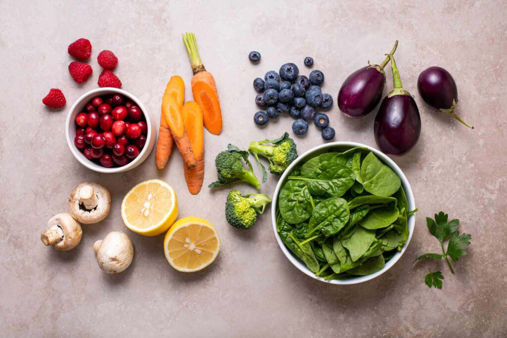 Vibrant Fresh Fruits & Vegetables Wallpaper: Colorful Nature Display