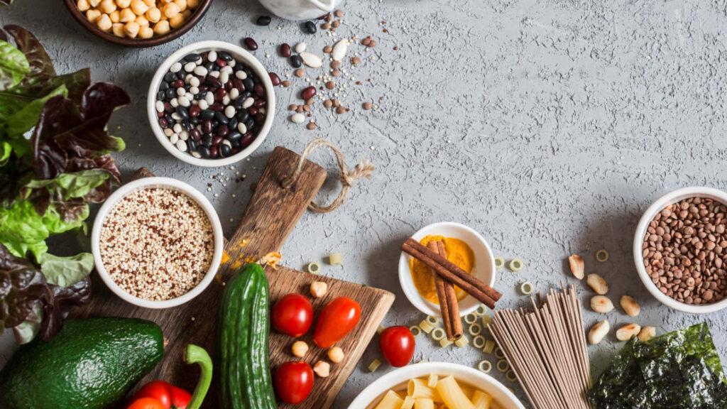 Vibrant Healthy Food Selection: Colorful Ingredients Wallpaper