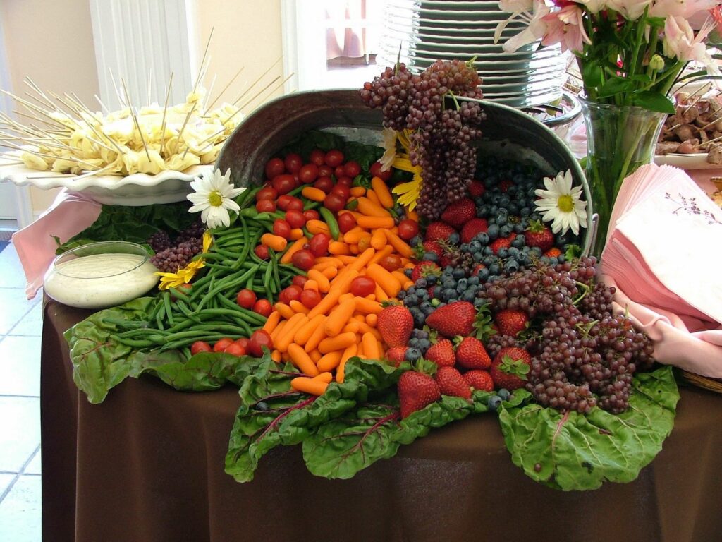 Vibrant Produce Wallpaper: Fresh Veggies & Berries Background