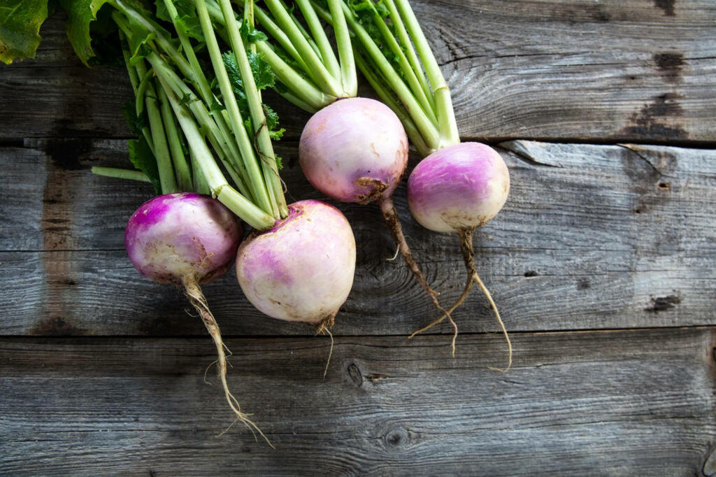 Fresh Turnips Close-Up: Vibrant Colors & Natural Texture Wallpaper