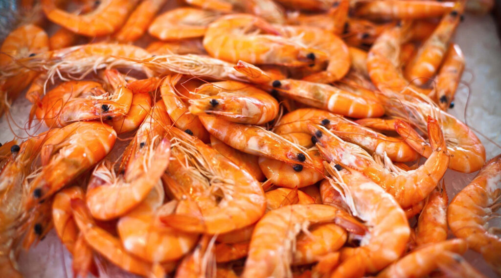 Vibrant Freshly-Cooked Shrimp Wallpaper for Seafood Lovers