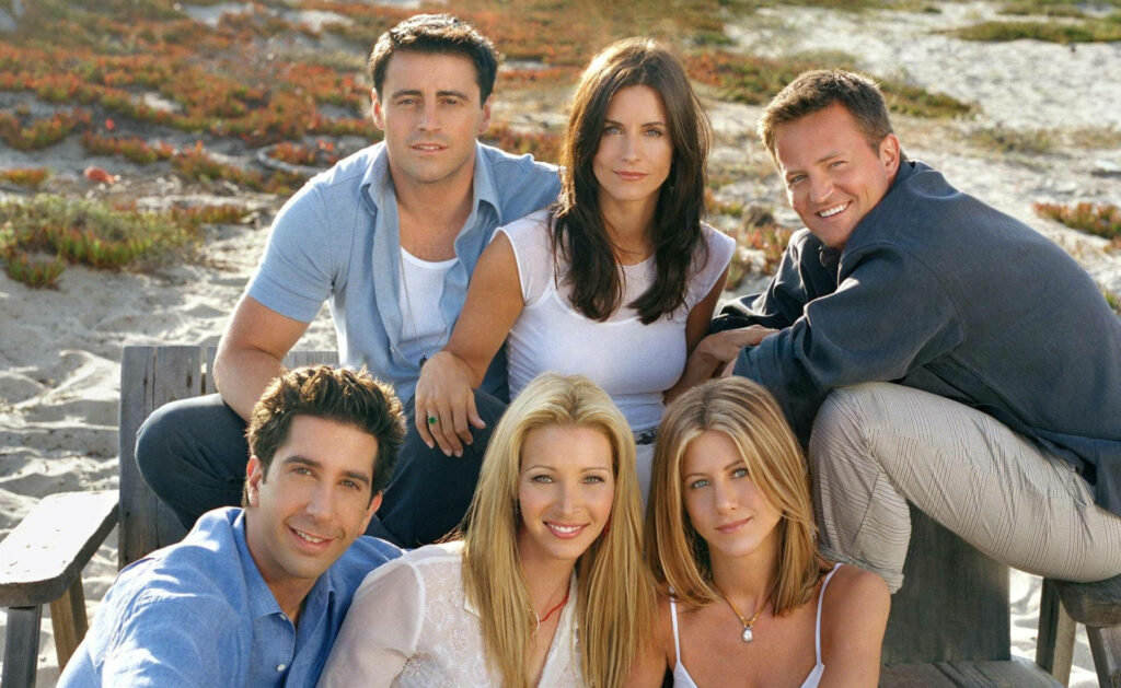 Friends TV Show Wallpaper: Vibrant Cast in Scenic Outdoor Setting