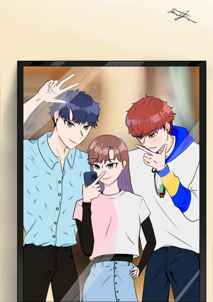 Vibrant Wallpaper: Friends Taking a Selfie in Stylish Outfits
