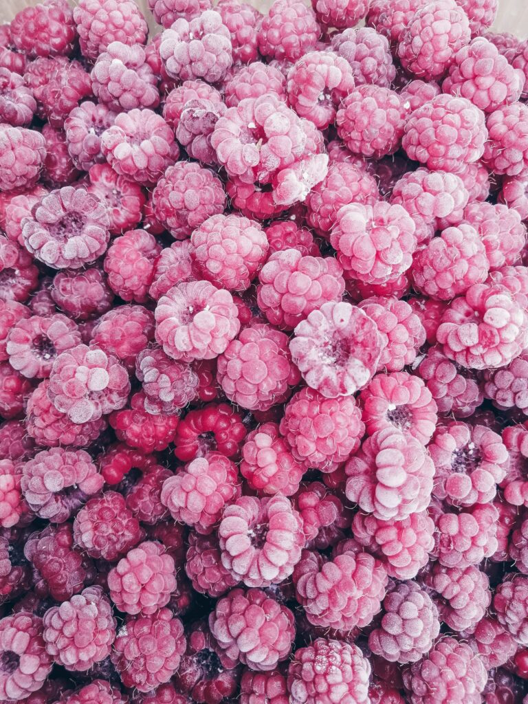 Vibrant Frosted Raspberries Wallpaper for Berry-Themed Aesthetics