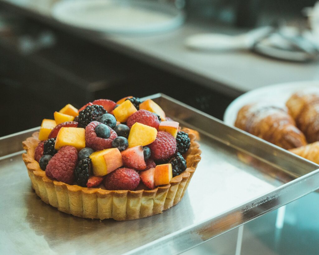Vibrant Fruit Tart Wallpaper: Colorful Fresh Fruits Delight