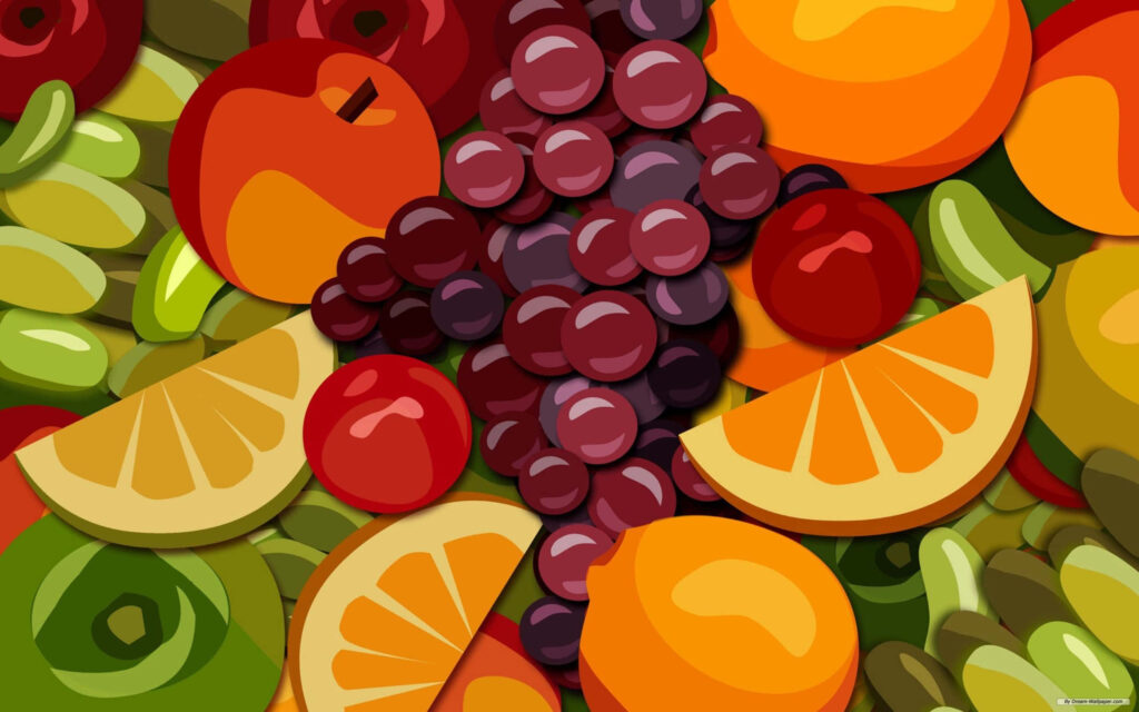 Vibrant Fruit Vector Art Wallpaper Background - Fresh & Colorful