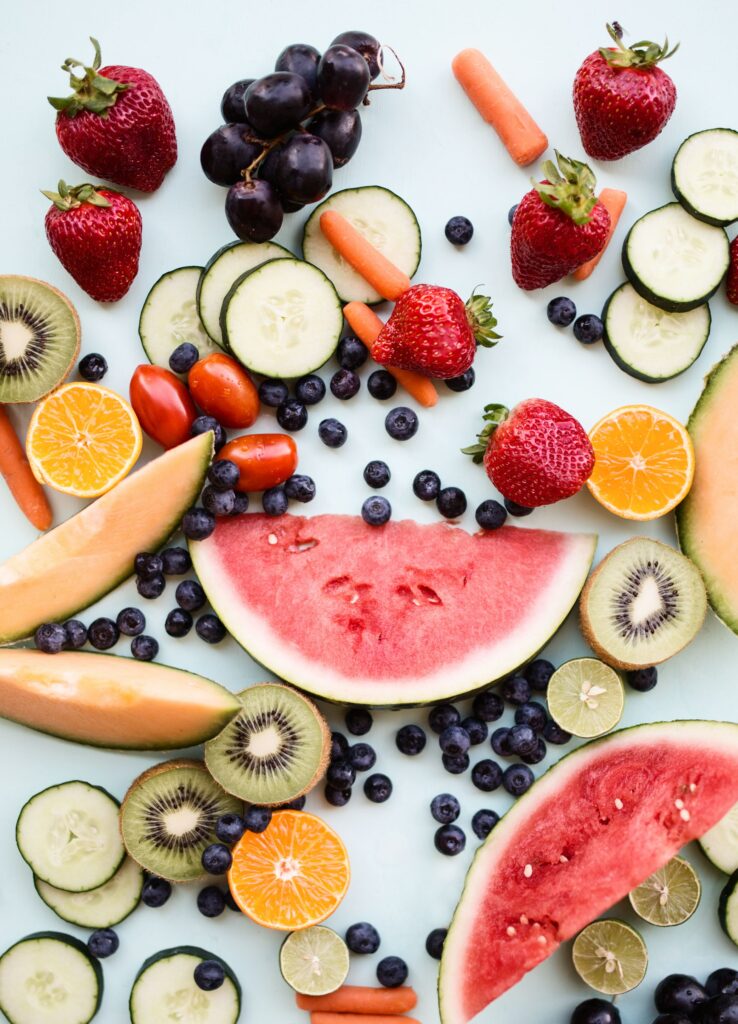 Colorful Fresh Fruits & Veggies Wallpaper - Bountiful Harvest Background