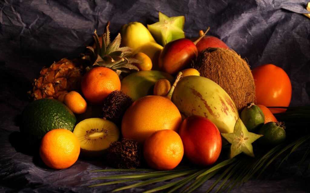 Vibrant Fruit Wallpaper: Coconut, Pomegranate, Pineapple & More