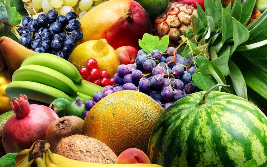 Vibrant Fruit Wallpaper: Fresh Bananas, Watermelon & More