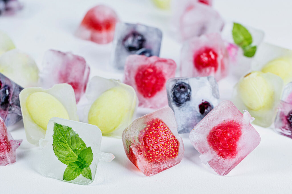 Refreshing Berry Ice Wallpaper: Fruits and Mint Cool Aesthetic