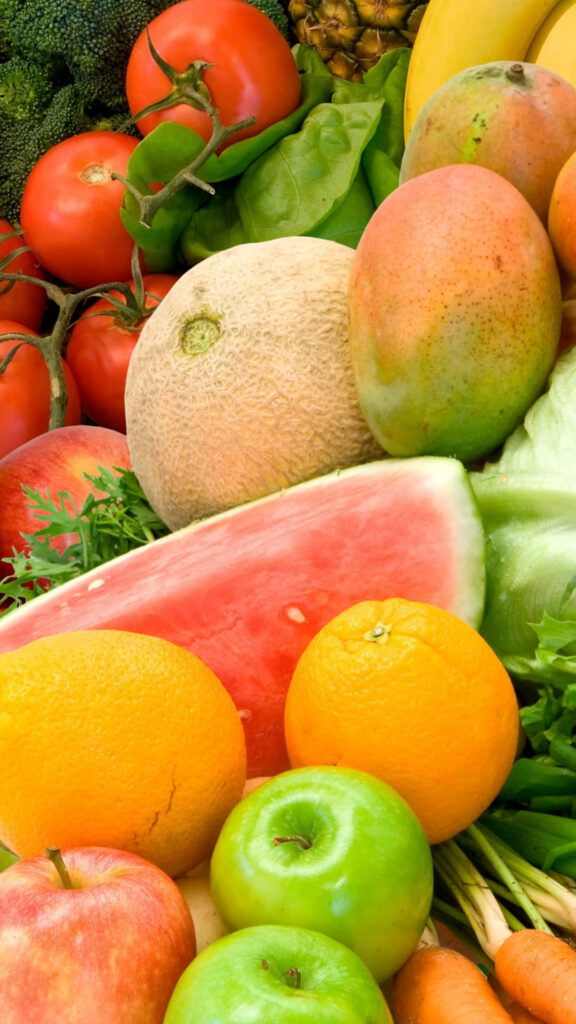 Vibrant Fruit and Veggie Wallpaper Background: Fresh Colors & Textures