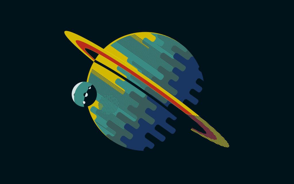 Vibrant Retro-Futuristic Saturn 4K Wallpaper - Abstract Background