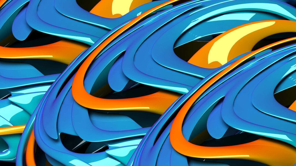 Vibrant Harmony: Captivating Orange and Blue Abstract Desktop Wallpaper