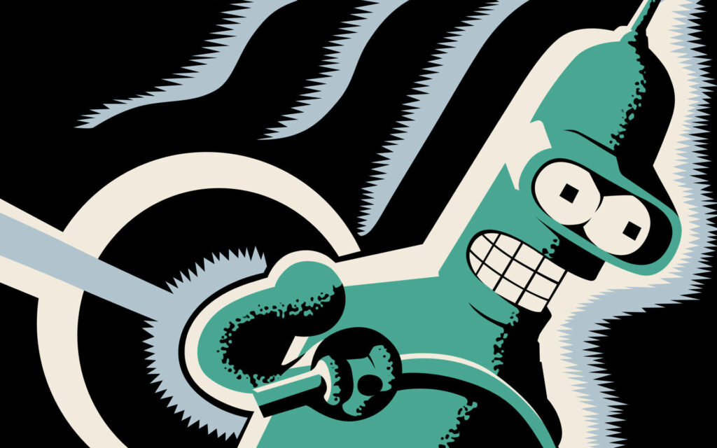 Electrifying Bender Wallpaper: Futurama's Bold & Dynamic Art