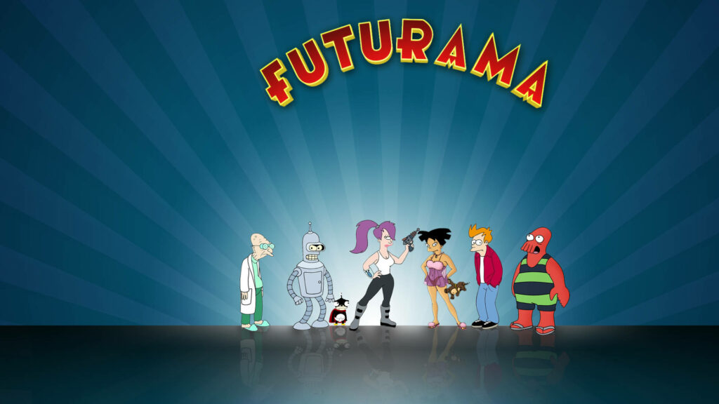 Vibrant Futurama TV Show Poster Wallpaper with Main Characters