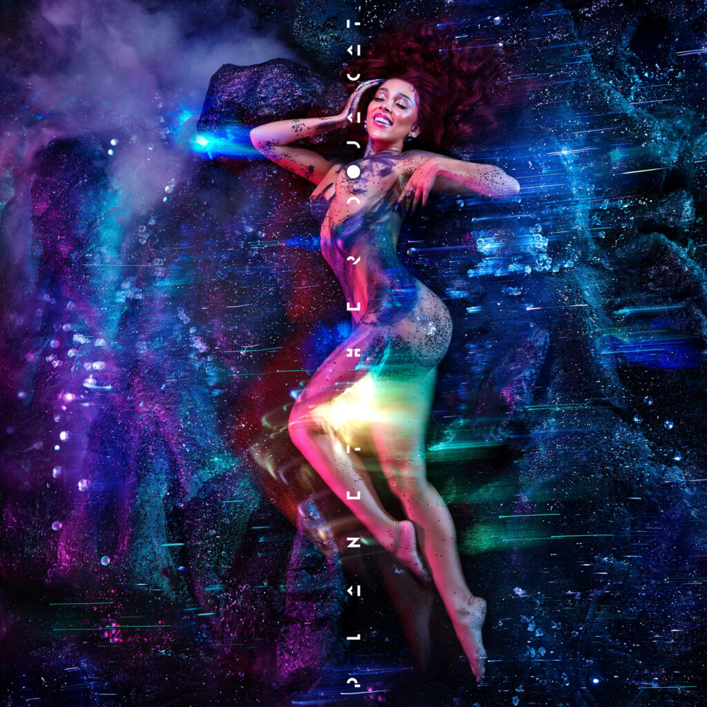 Futuristic A.I. Doja Cat Wallpaper: Cosmic Glowing Space Design