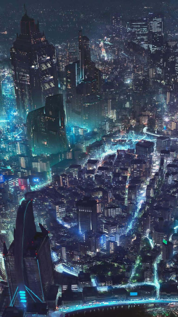 Vibrant Futuristic Cityscape Wallpaper: Neon Lights & Skyscrapers