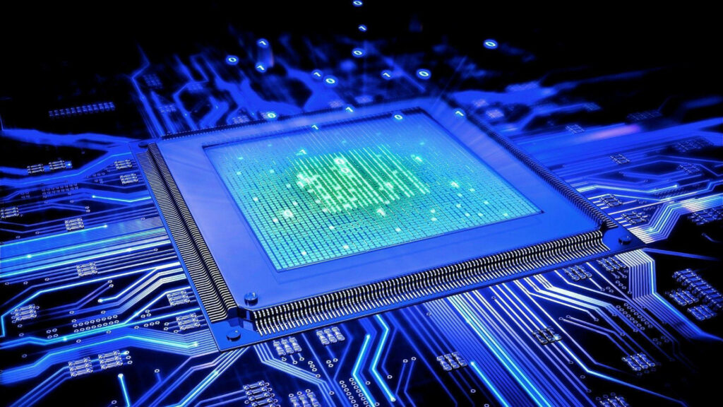 Vibrant Futuristic Computer Processor Wallpaper Background with Energy