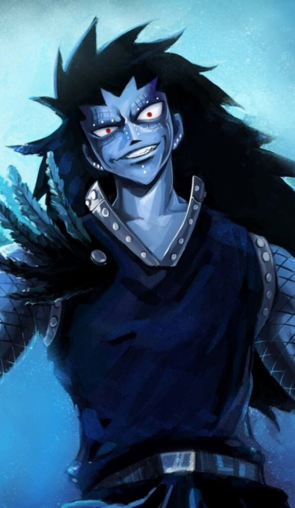 Vibrant Gajeel Redfox iPhone Wallpaper - Intense Design & Blue Background