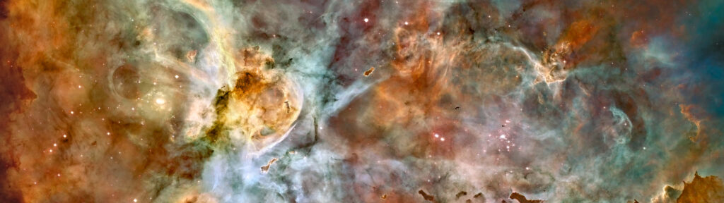 Vibrant Cosmic Symphony: Mesmerizing Dual-Screen Background Wallpaper