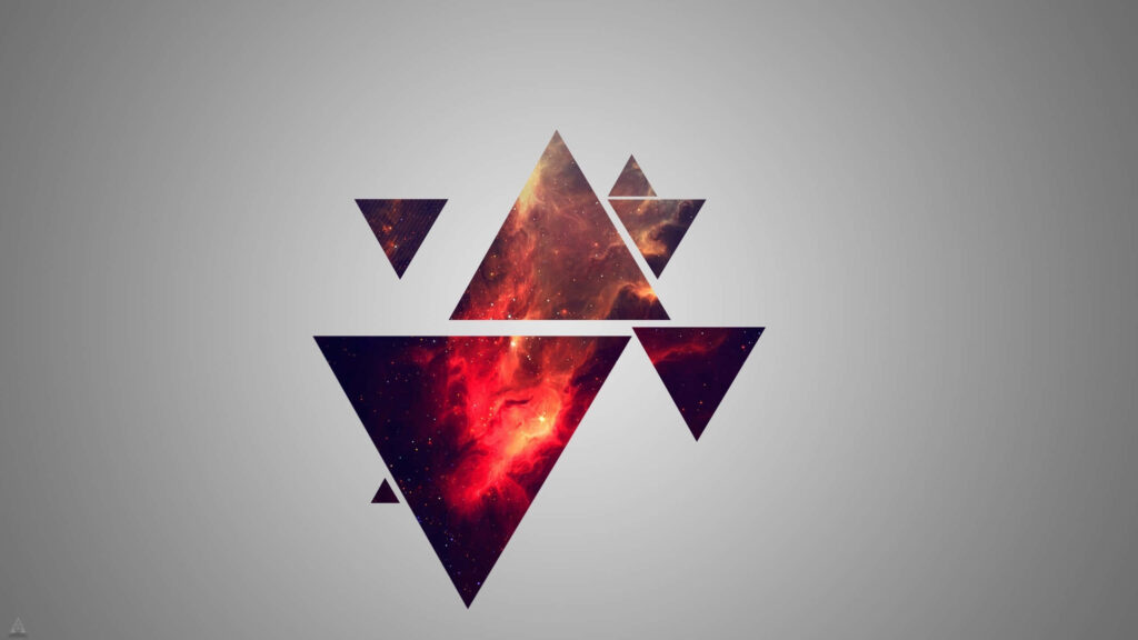 Vibrant Galaxy Triangle Wallpaper on Neutral Grey Background