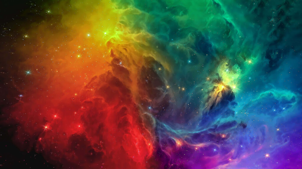 Vibrant galaxy wallpaper with colorful cosmic clouds and radiant stars in deep space.