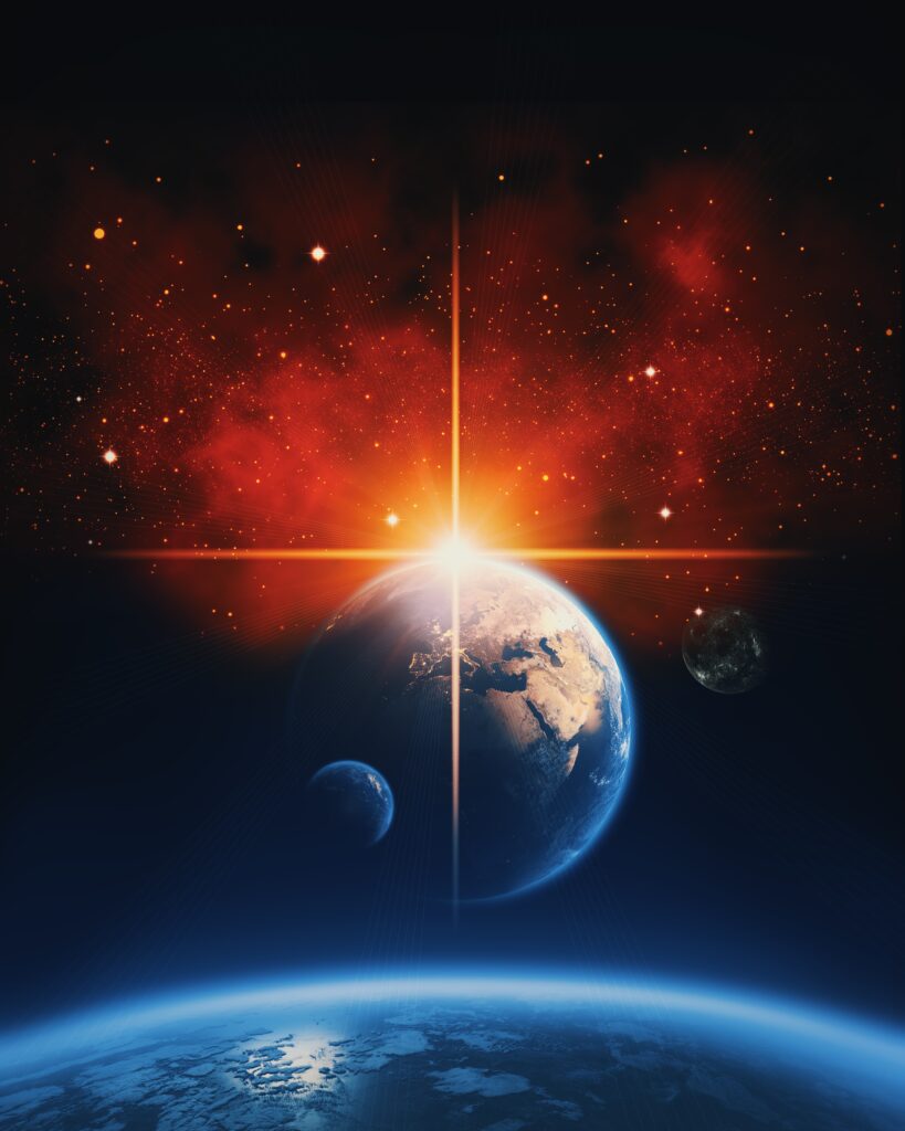 Stunning Space-Themed Wallpaper: Vibrant Galaxy & Glowing Planets