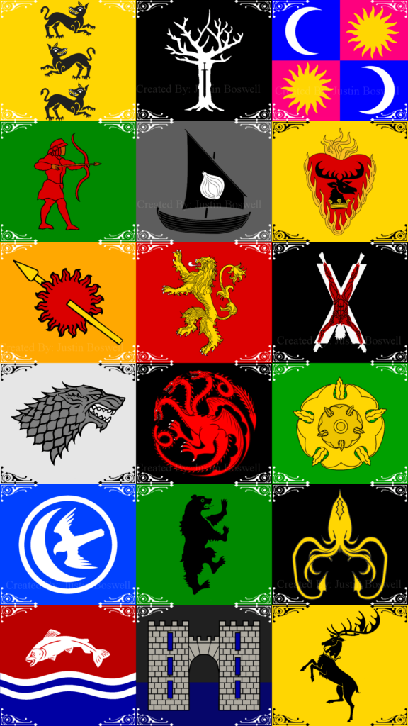 Colorful Game of Thrones Wallpaper: Iconic House Sigils Grid