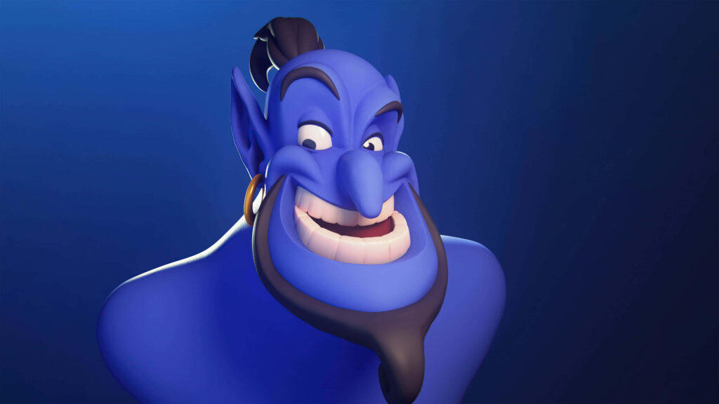 Vibrant Genie Wallpaper: Iconic Blue Character on Deep Blue Background