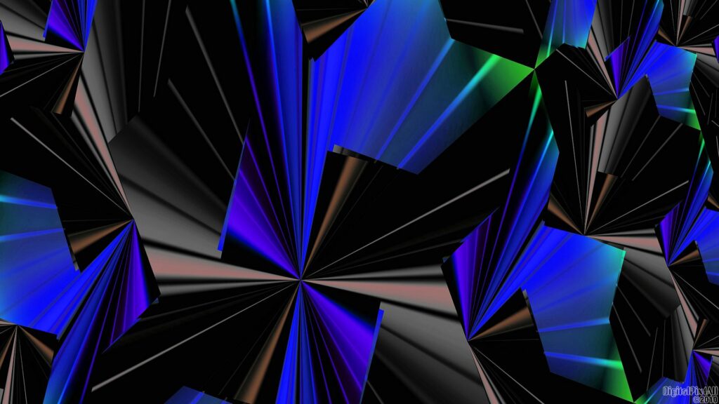 Bold Abstract Geometric Wallpaper in Blue, Black & Green - 1920x1080