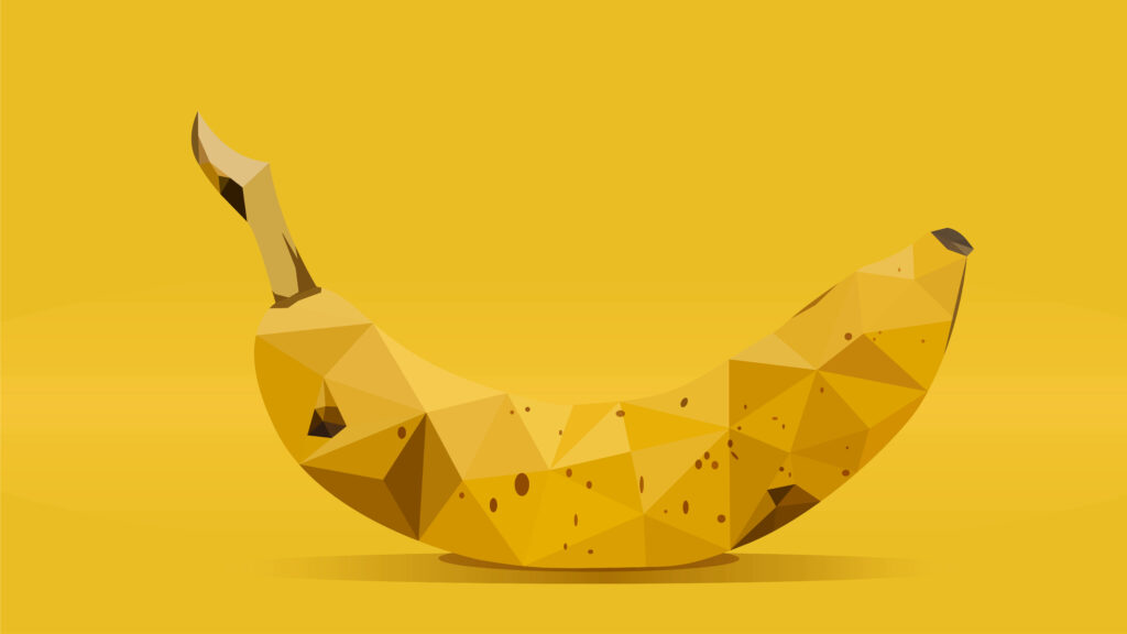 Vibrant geometric banana art with polygonal yellow shapes on a modern abstract background Wallpaper