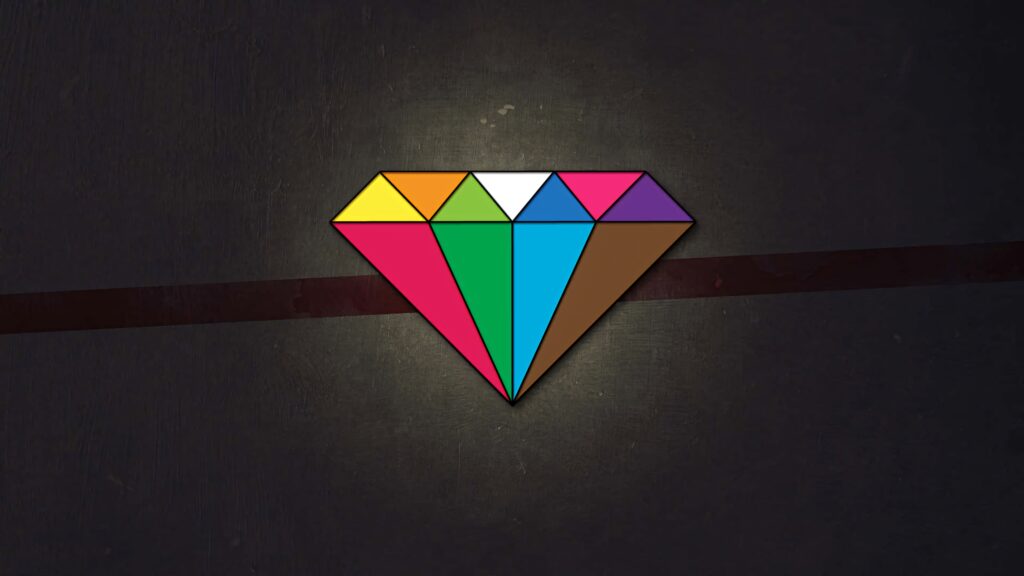 Colorful geometric diamond illustration on dark textured background modern minimalist wallpaper