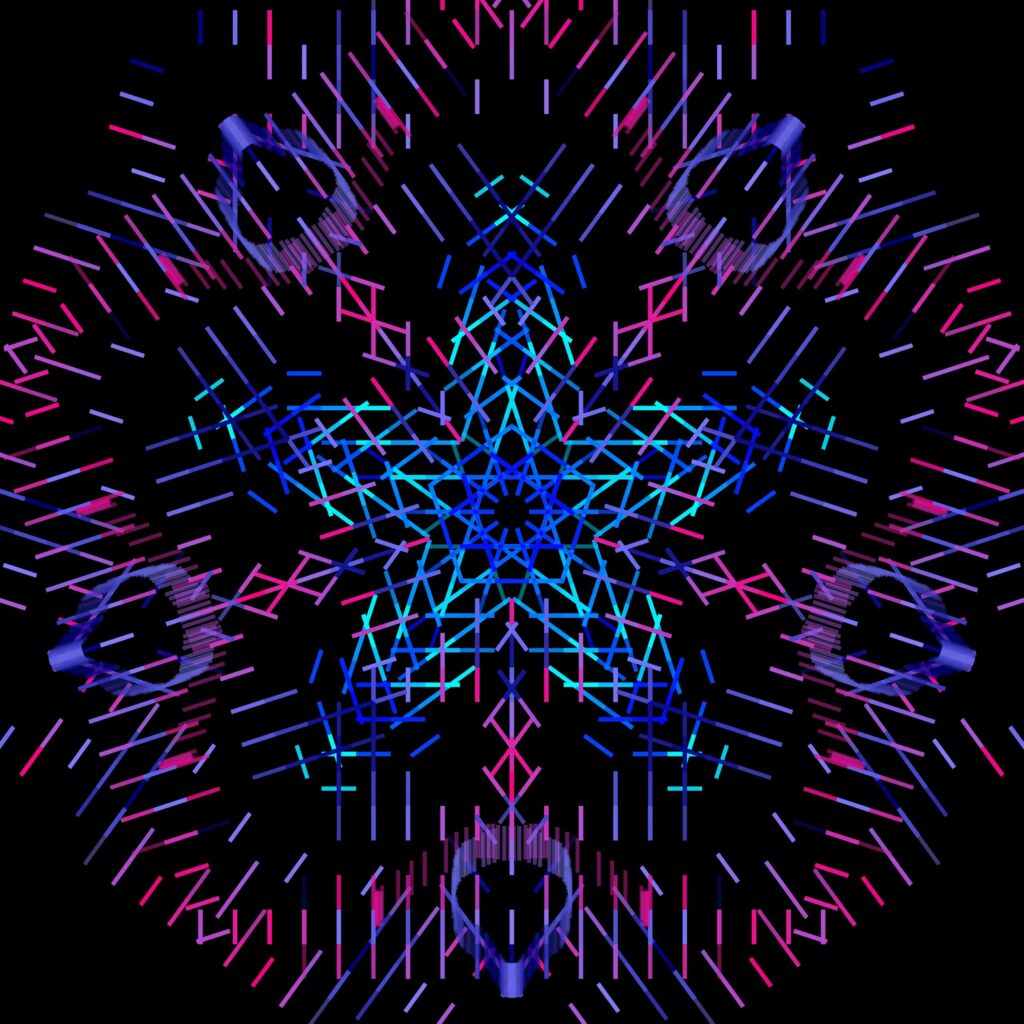 Vibrant Geometric Fractal Wallpaper with Starburst Design