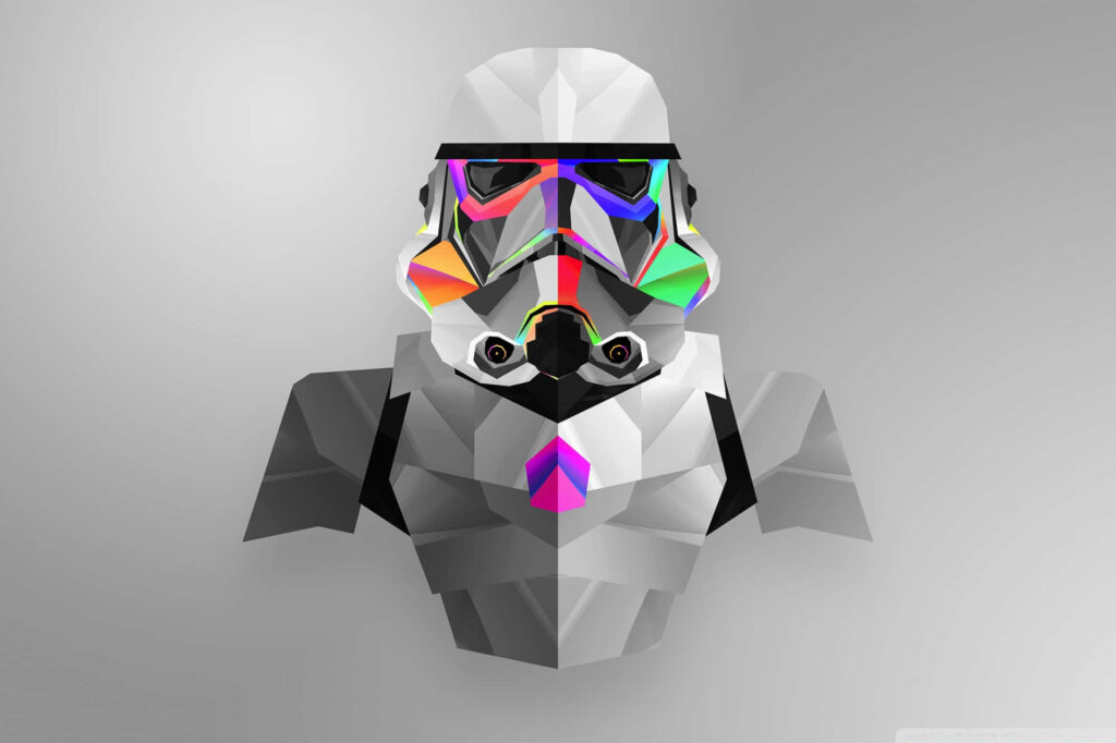 Vibrant Polygonal Imperial Stormtrooper Helmet Wallpaper Background