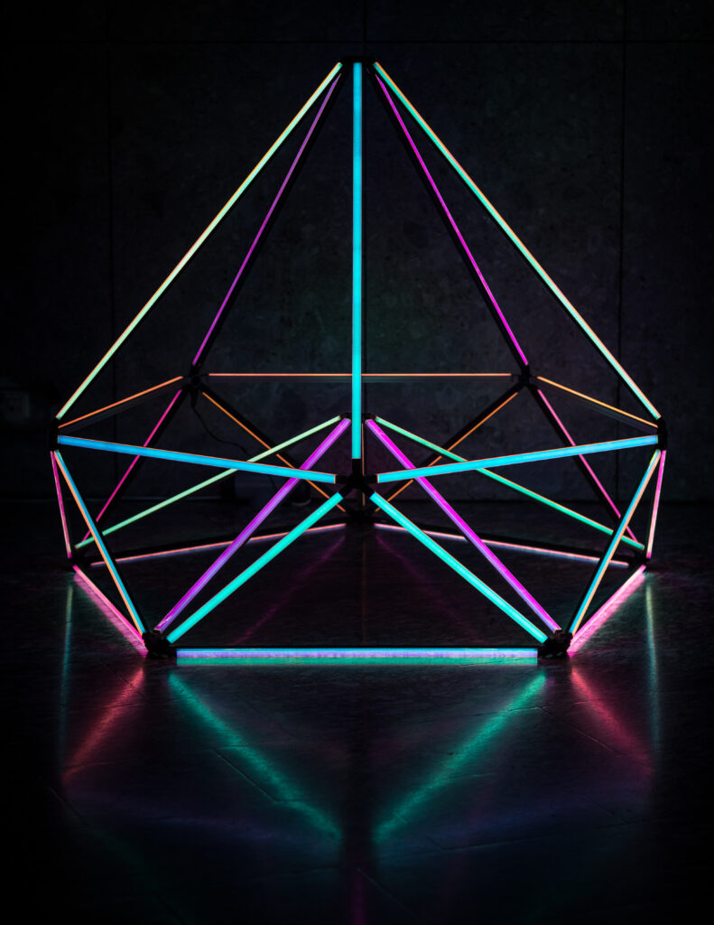 Vibrant Neon Lines Geometric Background Wallpaper 3543x4585