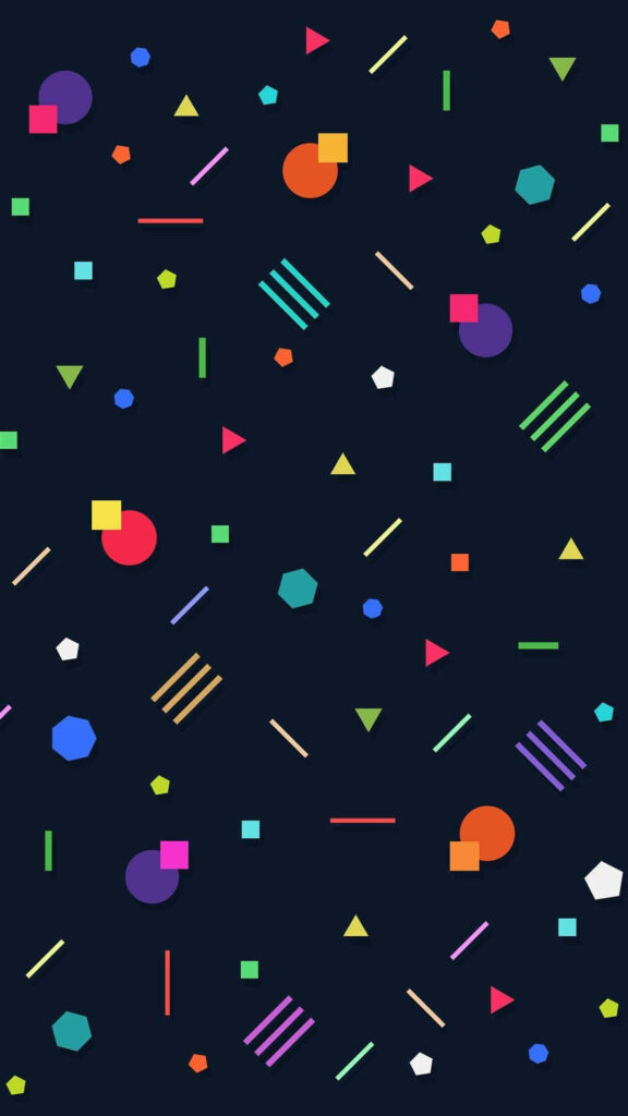 Vibrant Geometric Minimalist Wallpaper on Dark Background