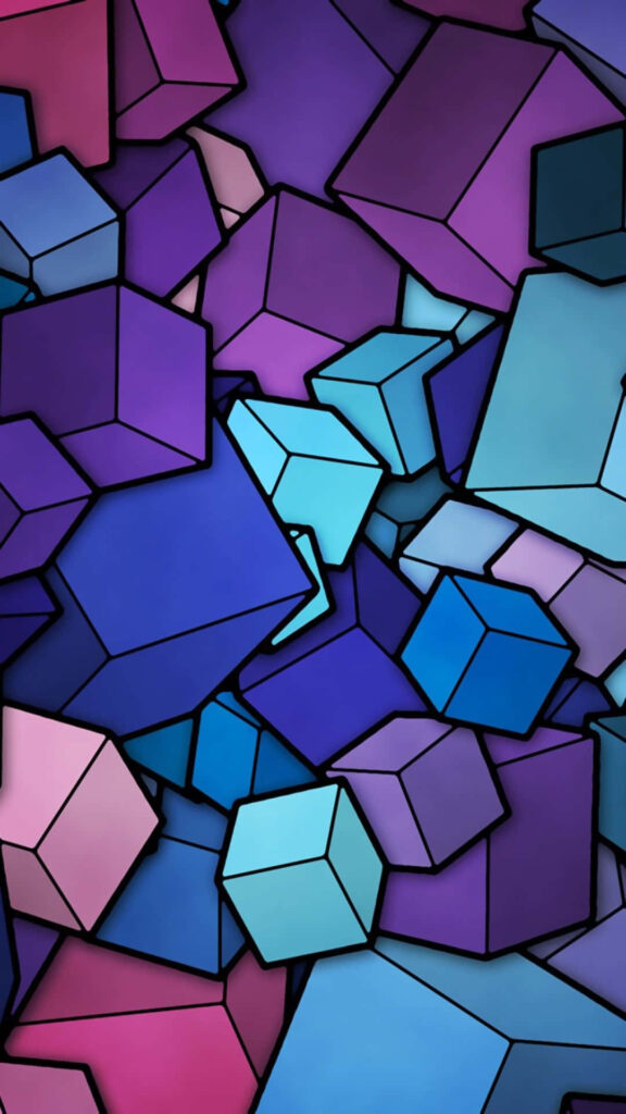 Vibrant Abstract Geometric Cube Wallpaper for Phone Background