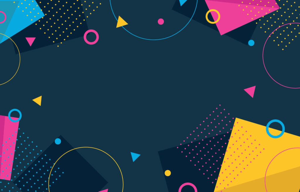 Vibrant Geometric Wallpaper: Bold Shapes & Dots on Dark Background